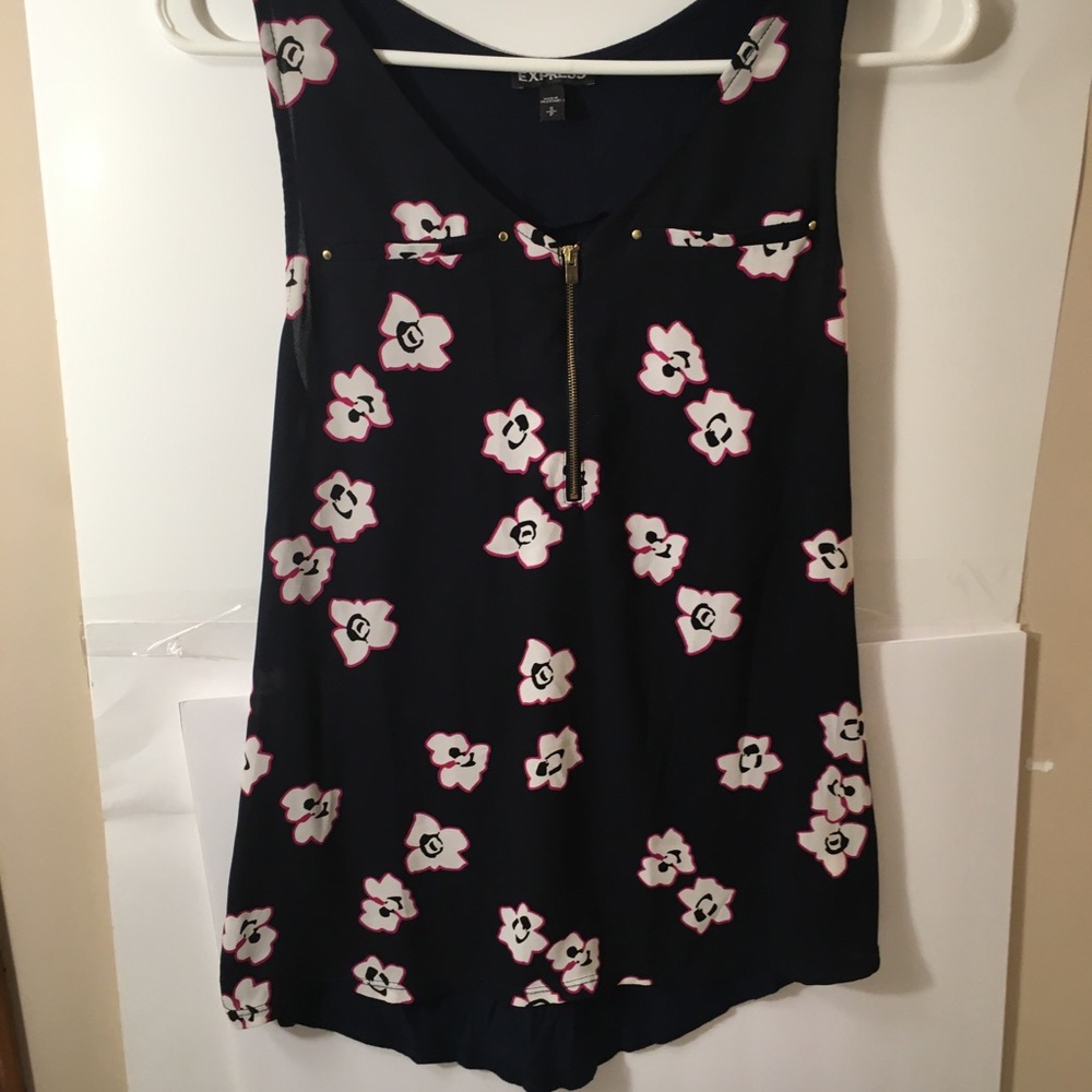 Express Brand sleeveless blue and white top